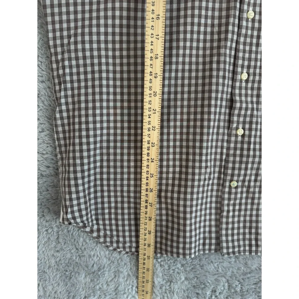 Peter Millar Long‎ Sleeve Button Down Shirt Mens Large Plaid Brown L